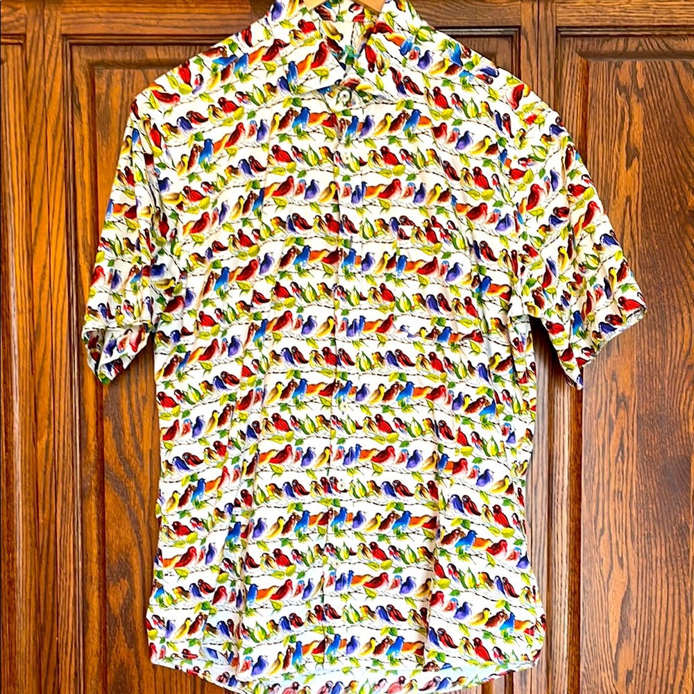 Mens Cotton Bird Print Shirt